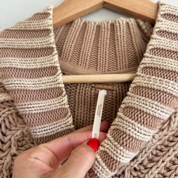 Free People Sweetheart Knit Mock Neck Pullover Sweater Brown M - Picture 5 of 9